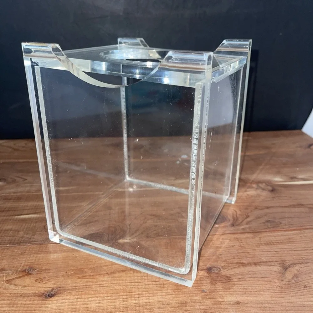 VTG Luxury Heavy Lucite Tissue Box Cover – Thick Clear Acrylic Cube Modern